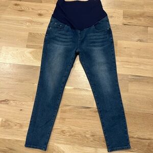 PACBREEZE Women's Maternity Jeans Over The Belly Slim Stretchy High Waist Denim